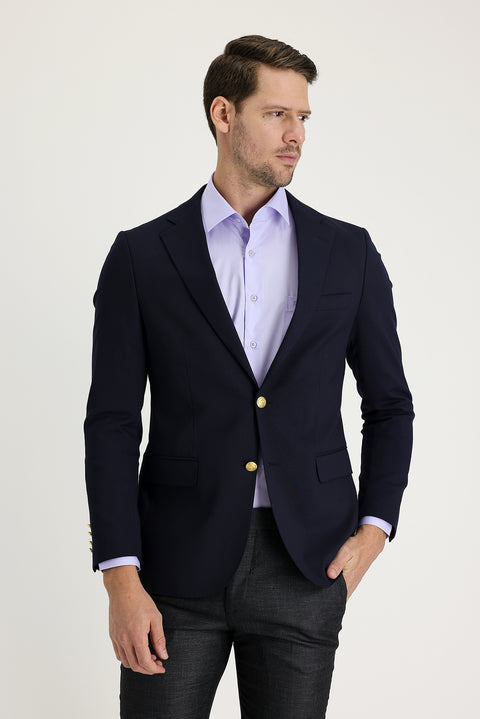 Dark Navy 6 Drop Regular Fit Standard Cut AK POLVIS BLAZER JACKET