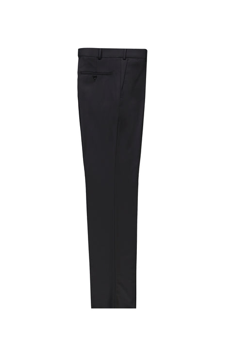 Black 6 Drop Regular Fit Standard Cut Classic Fabric Wool Trousers