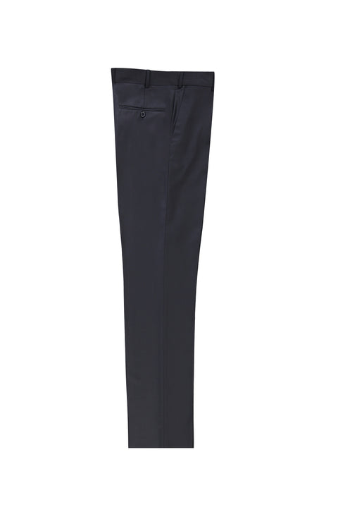 Black Navy 6 Drop Regular Fit Standard Cut Classic Fabric Trousers