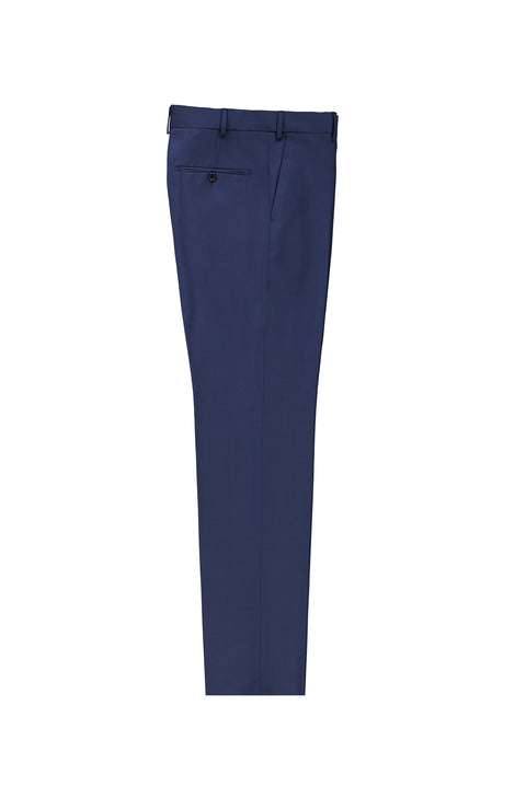 Light Navy Blue 6 Drop Regular Fit Standard Cut Classic Fabric Wool Trousers