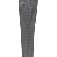 Medium Grey 6 Drop Regular Fit Classic Plaid Lycra Fabric Trousers