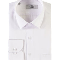 White Long-Sleeved Patterned Classic Shirt
