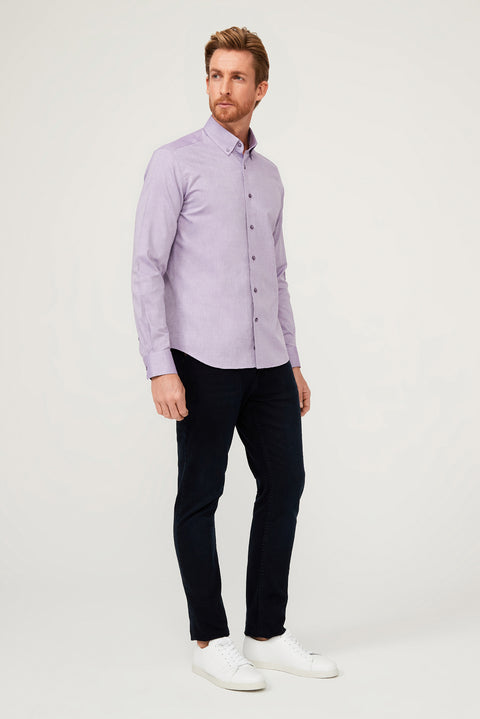 Lilac Long Sleeve Slim Fit Narrow Cut Cotton Shirt