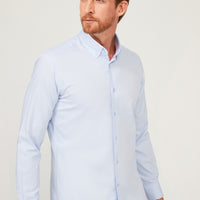 Light Blue Long Sleeve Slim Fit Narrow Cut Cotton Shirt