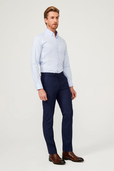 Light Blue Long Sleeve Slim Fit Narrow Cut Cotton Shirt