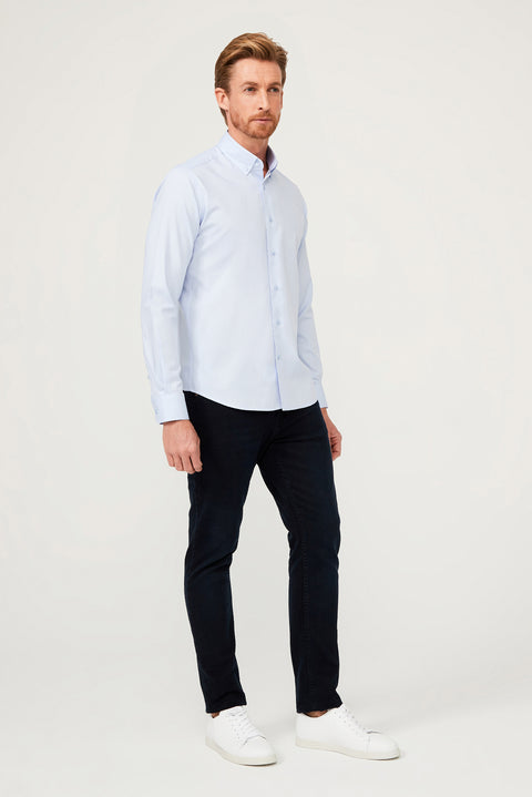 Light Blue Long Sleeve Slim Fit Narrow Cut Cotton Shirt
