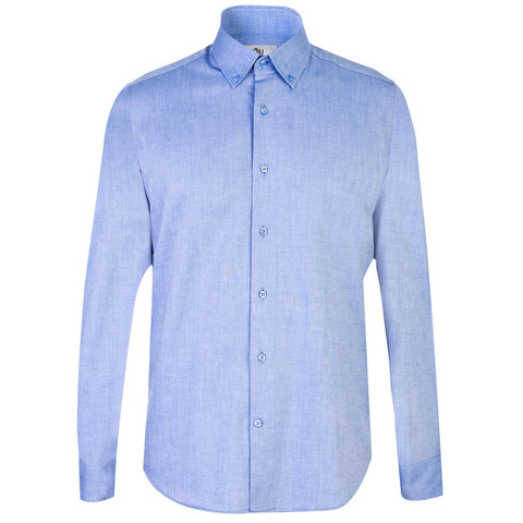Navy Blue Long Sleeve Slim Fit Narrow Cut Cotton Shirt