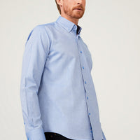 Navy Blue Long Sleeve Slim Fit Narrow Cut Cotton Shirt