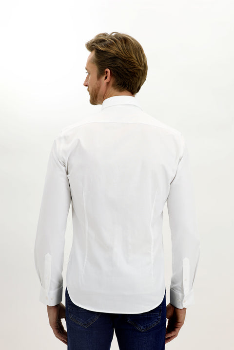 White Long Sleeve Slim Fit Narrow Cut Cotton Shirt