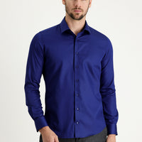 Orta Lacivert Uzun Kol Non Iron Slim Fit Dar Kesim Gömlek
