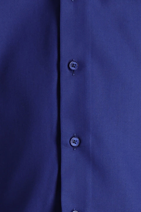 Orta Lacivert Uzun Kol Non Iron Slim Fit Dar Kesim Gömlek