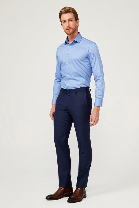 Dark Blue Long Sleeve Non-Iron Slim Fit Shirt