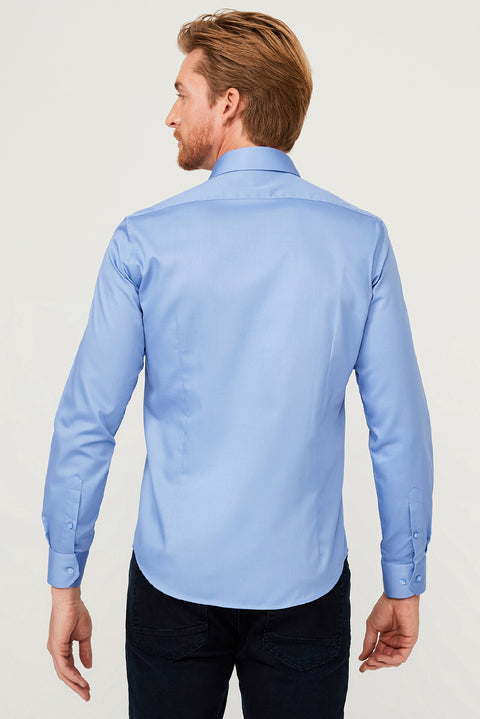 Dark Blue Long Sleeve Non-Iron Slim Fit Shirt