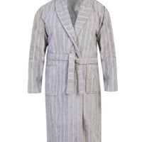 Medium Grey Shawl Collar Jacquard Cotton Bathrobe