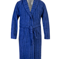 Medium Navy Shawl Collar Jacquard Cotton Bathrobe