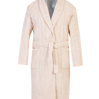 Light Beige Shawl Collar Jacquard Cotton Bathrobe