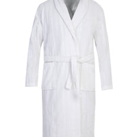 White Shawl Collar Jacquard Cotton Bathrobe