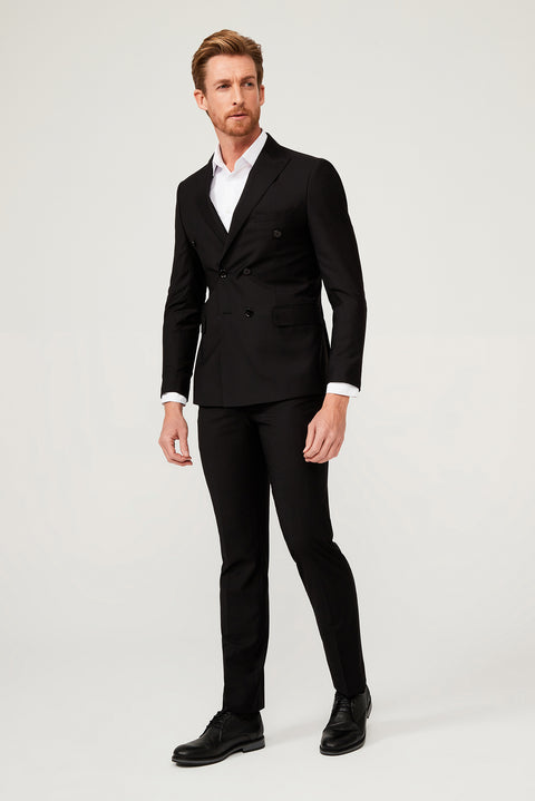 Black 7 Drop Slim Fit Narrow Cut Double-Breasted Suit