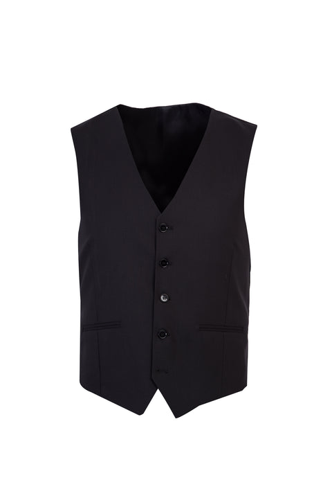 Black 4-Drop Relaxed Fit Suit with Vest
