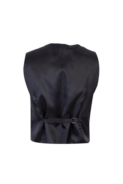 Black 4-Drop Relaxed Fit Suit with Vest