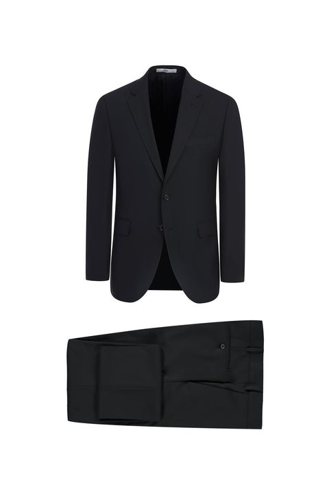 Black 7 Drop Slim Fit Narrow Cut Wool Suit