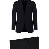 Black 4-Drop Relaxed Fit Wool Suit