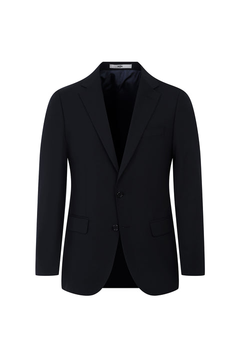 Black 4-Drop Relaxed Fit Wool Suit