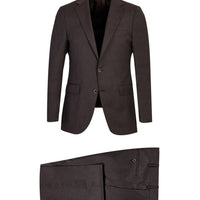 Dark Brown 6-Drop Regular Fit Standard Cut Wool Suit