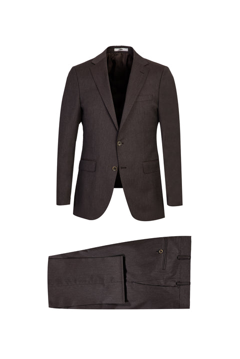Dark Brown 6-Drop Regular Fit Standard Cut Wool Suit