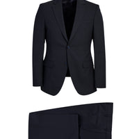 Black and Navy Blue 7 Drop Slim Fit Narrow Cut Wool Suit