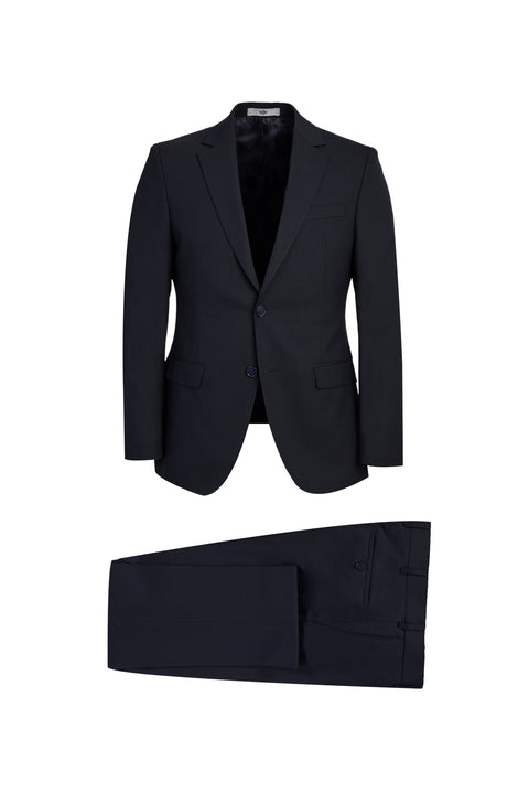 Black and Navy Blue 7 Drop Slim Fit Narrow Cut Wool Suit