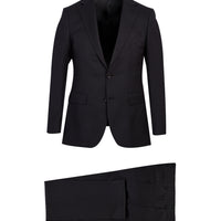 Black 6-Drop Regular Fit Standard Cut Wool Suit