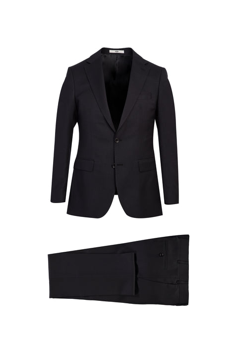 Black 6-Drop Regular Fit Standard Cut Wool Suit