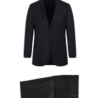 Black 4-Drop Relaxed Fit Wool Suit