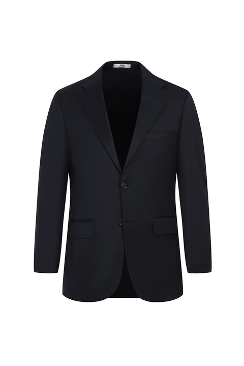 Black 4-Drop Relaxed Fit Wool Suit