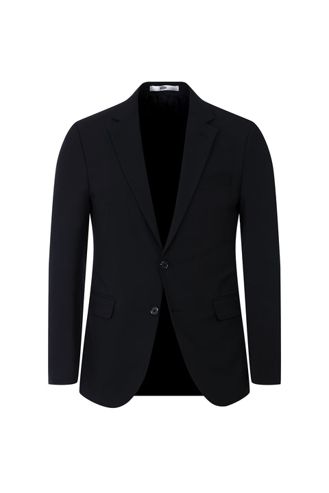 Black 6-Drop Regular Fit Standard Cut Wool Suit