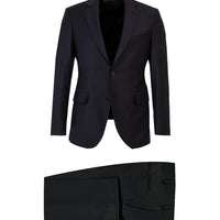 Black 6-Drop Regular Fit Standard Cut Wool Suit