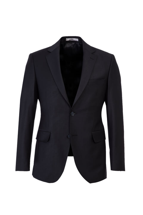 Black 6-Drop Regular Fit Standard Cut Wool Suit