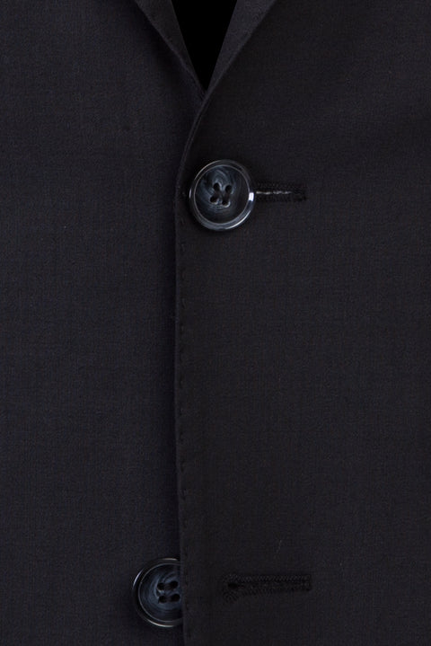 Black 6-Drop Regular Fit Standard Cut Wool Suit