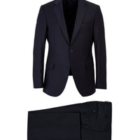 Black and Navy Blue 4-Drop Relaxed Fit Wool Suit