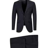 Black and Navy Blue 7 Drop Slim Fit Narrow Cut Wool Suit