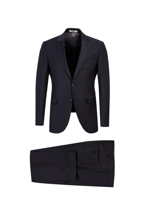 Black and Navy Blue 7 Drop Slim Fit Narrow Cut Wool Suit