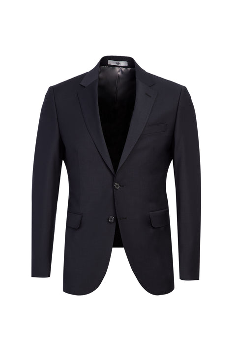 Black and Navy Blue 7 Drop Slim Fit Narrow Cut Wool Suit