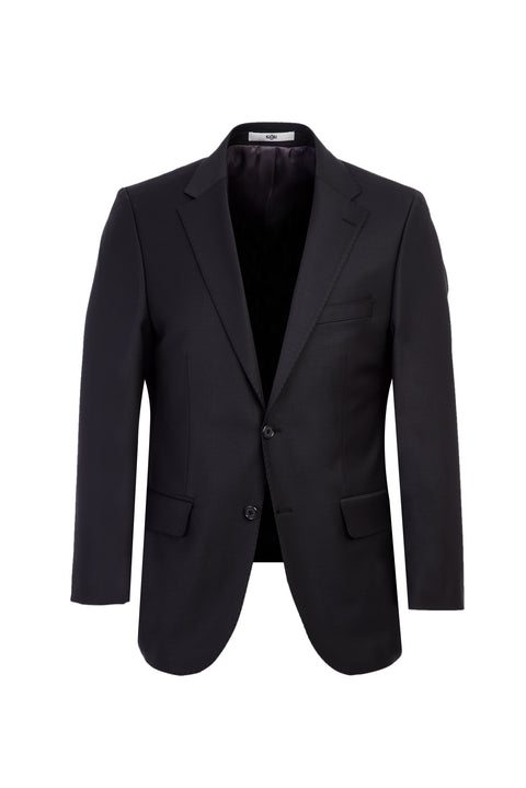 Black 4-Drop Relaxed Fit Wool Suit