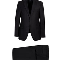 Black 6-Drop Regular Fit Standard Cut Wool Suit