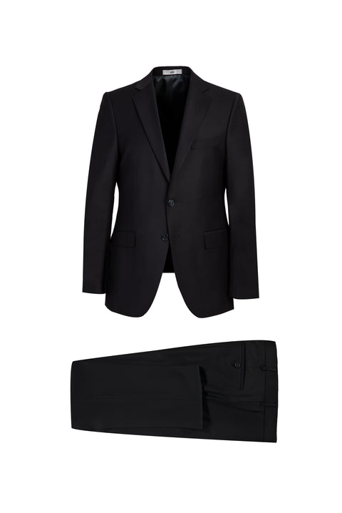 Black 6-Drop Regular Fit Standard Cut Wool Suit
