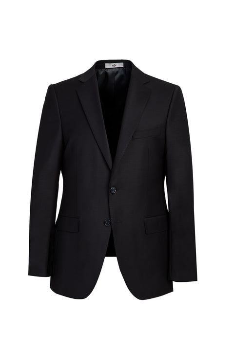 Black 6-Drop Regular Fit Standard Cut Wool Suit