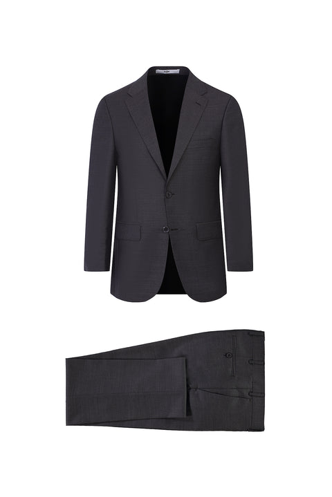 Dark Brown 4-Drop Relaxed Fit Wool Suit