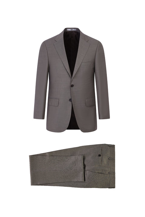 Light Brown 4-Drop Relaxed Fit Wool Suit