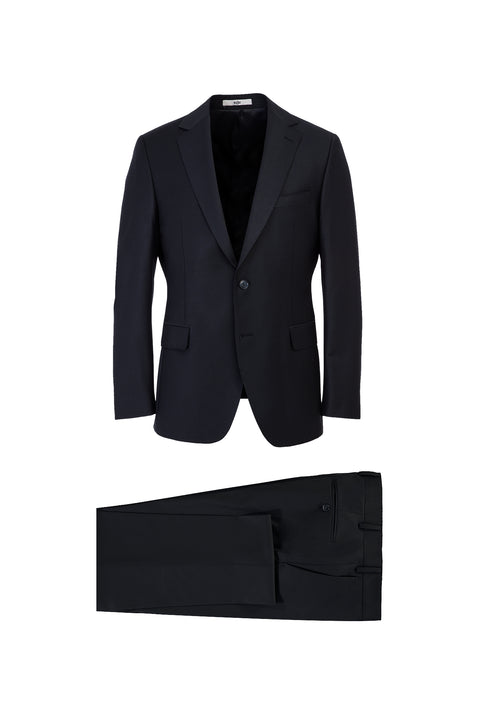 Black 6-Drop Regular Fit Standard Cut Wool Suit